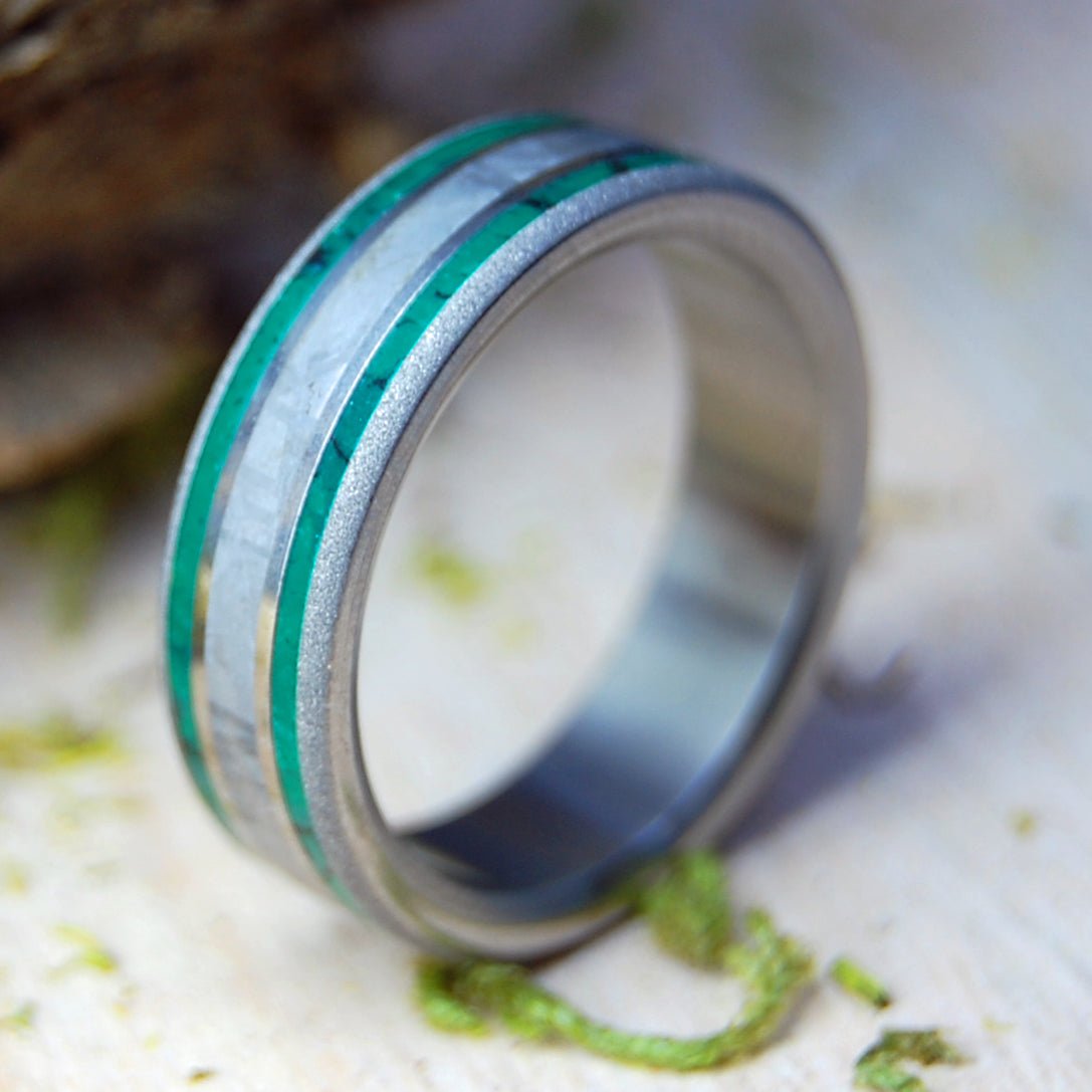 Cosmic Velocity | Men's Meteorite, Imperial Jade & Titanium Wedding Ring - Minter and Richter Designs