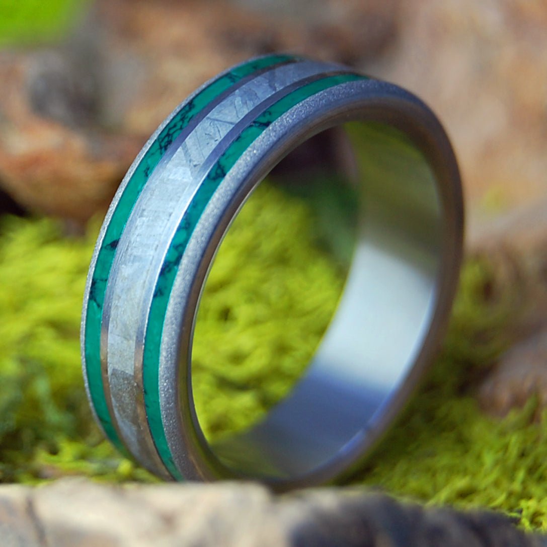 Cosmic Velocity | Men's Meteorite, Imperial Jade & Titanium Wedding Ring - Minter and Richter Designs