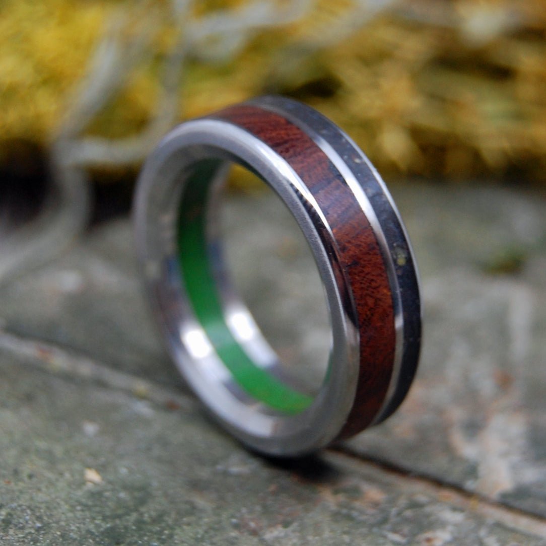 High Under Joshua | Men's Marijuana, Joshua Tree, Desert Ironwood & Titanium Wedding Ring - Minter and Richter Designs