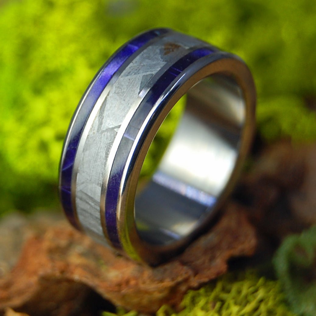 Purple Marbled Meteorite | Men's Purple Marbled Opalescent, Meteorite & Titanium Wedding Ring - Minter and Richter Designs