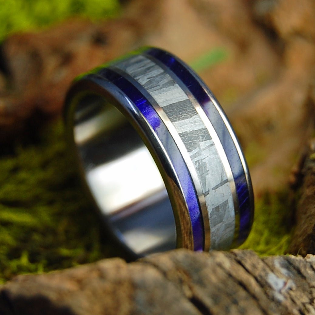 Purple Marbled Meteorite | Men's Purple Marbled Opalescent, Meteorite & Titanium Wedding Ring - Minter and Richter Designs
