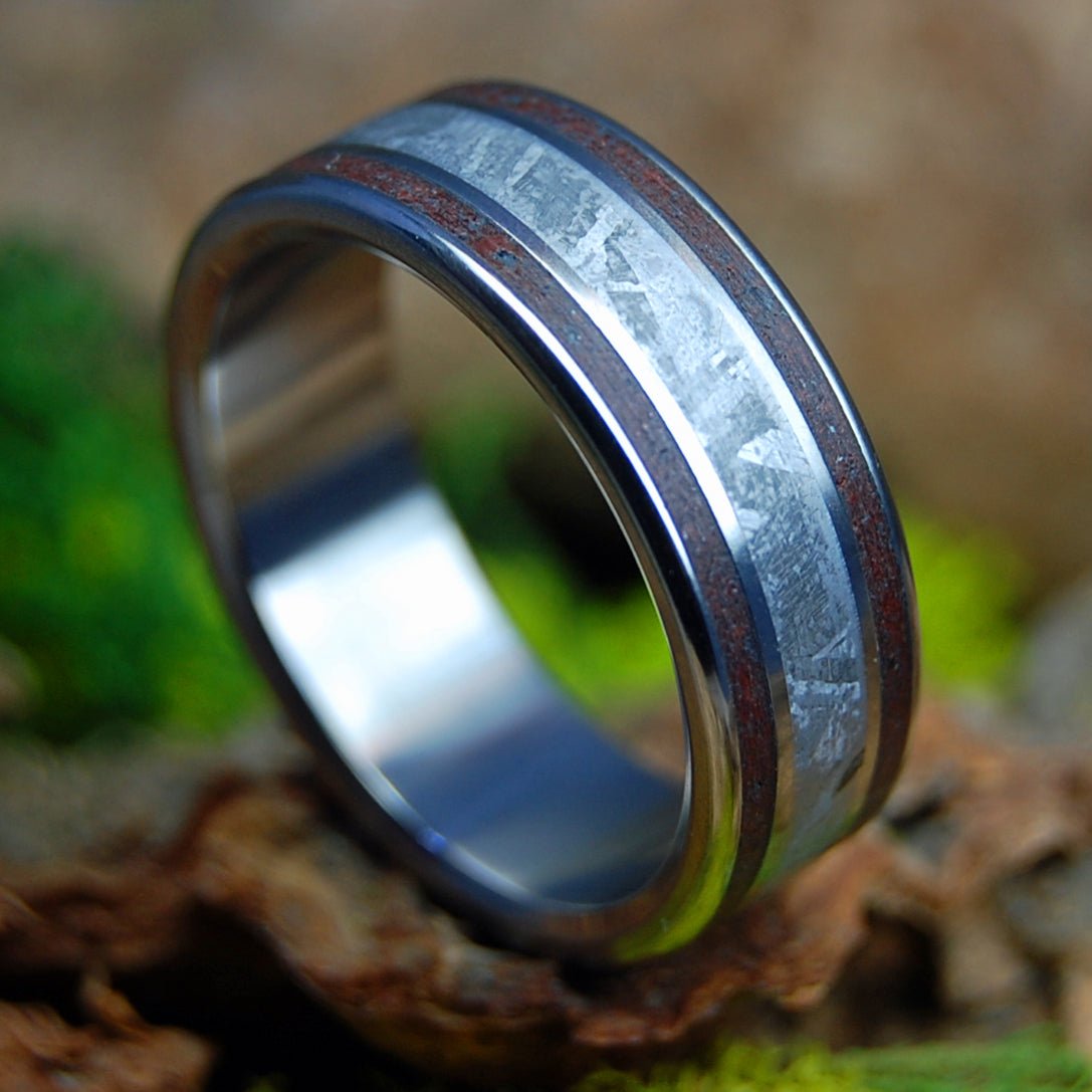Red Lava Space Love | Men's Meteorite, Oregon Red Lava & Titanium Wedding Ring - Minter and Richter Designs