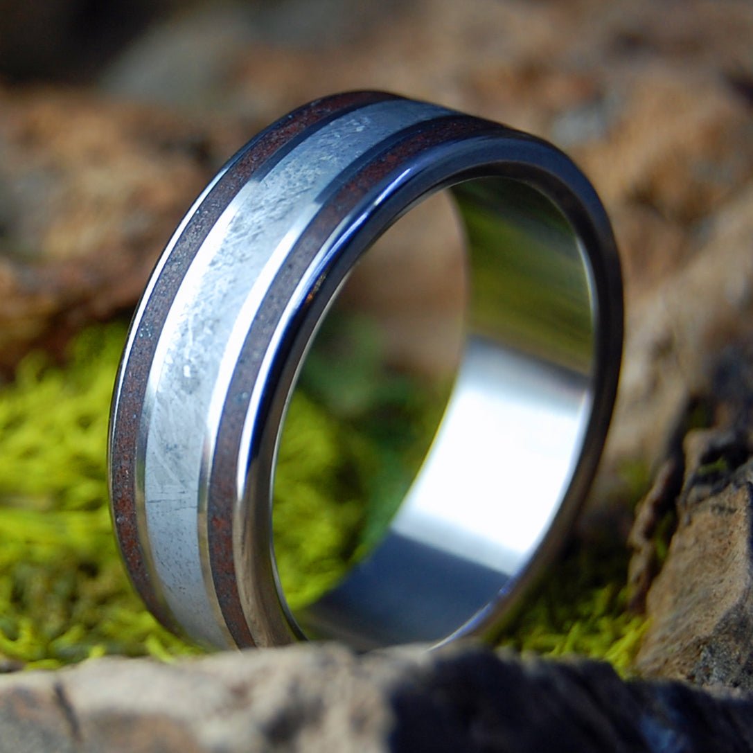 Red Lava Space Love | Men's Meteorite, Oregon Red Lava & Titanium Wedding Ring - Minter and Richter Designs