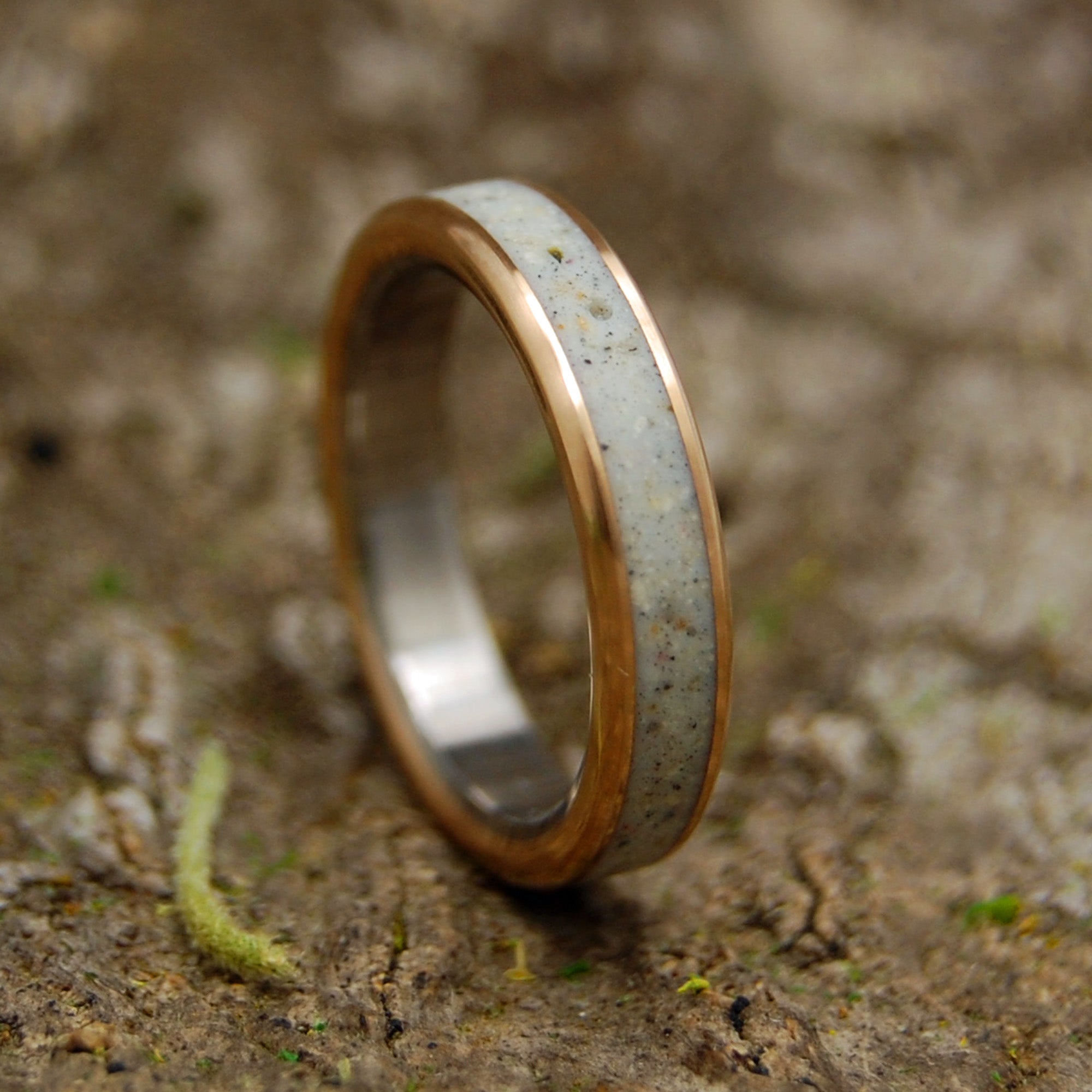 Single Center Inlay with Polished Copper Earth Memento Ring - Minter and Richter Designs
