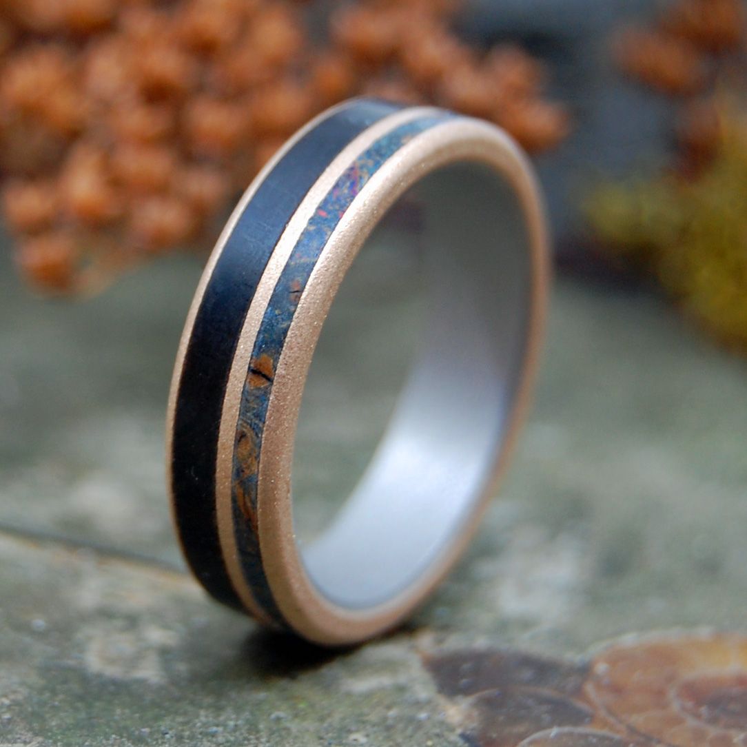 Timber In Love | Men's Blue Maple, African Ebony & Titanium Wedding Ring - Minter and Richter Designs
