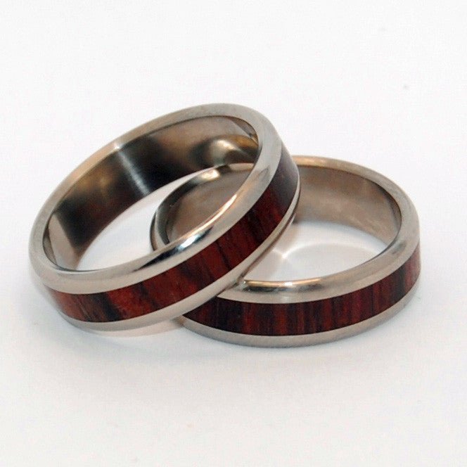 Warmth | Cocobolo Wood & Titanium - Unique Wedding Rings - Titanium Wedding Rings - Minter and Richter Designs