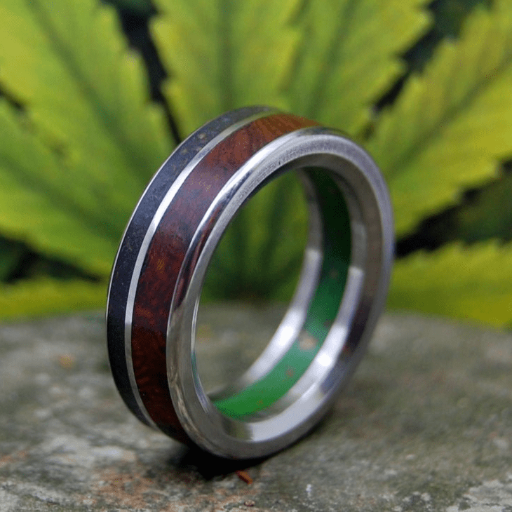 High Under Joshua | Men's Marijuana, Joshua Tree, Desert Ironwood & Titanium Wedding Ring - Minter and Richter Designs