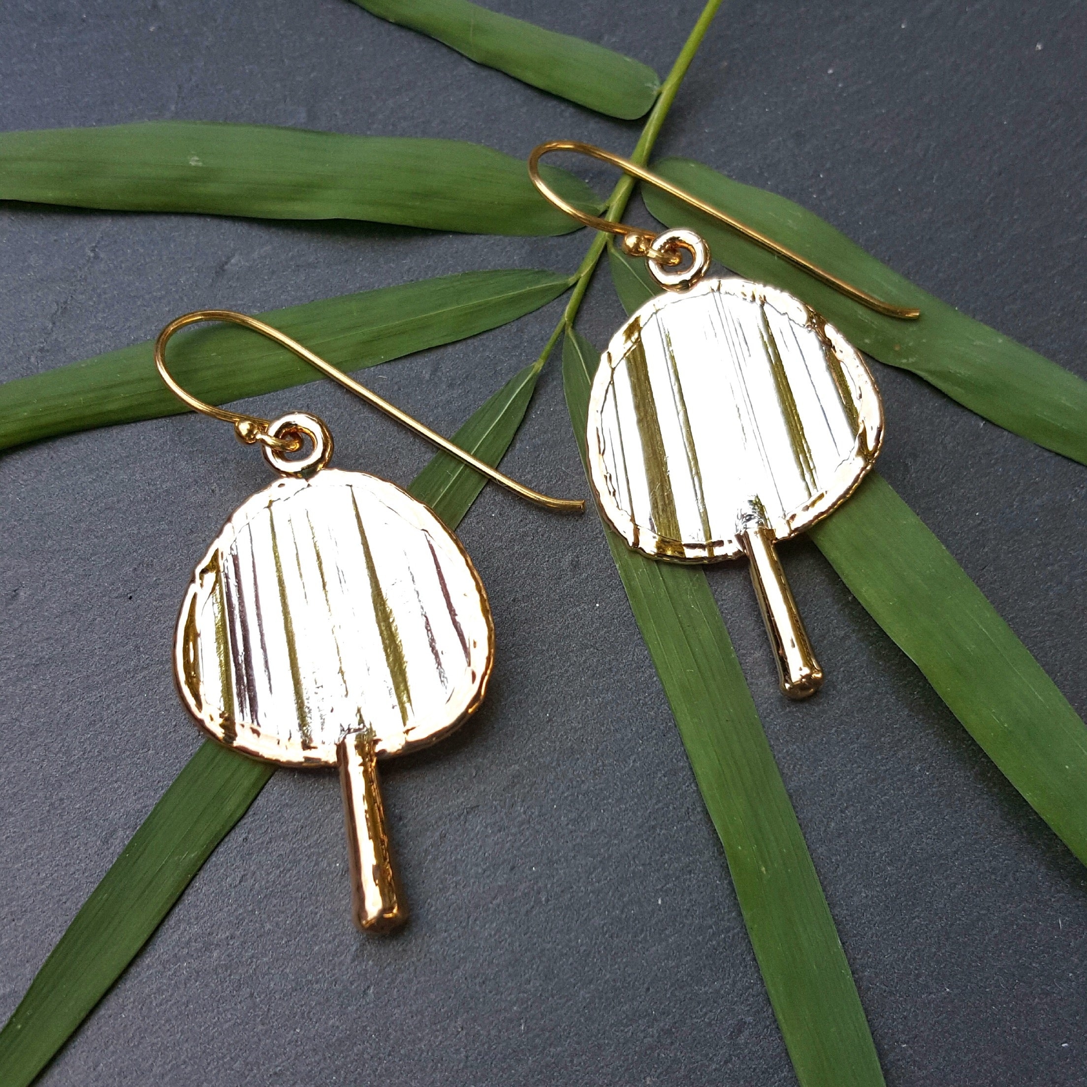 Les Petites Chinoiseries-24K Gold Plated Chinese Fan Earrings