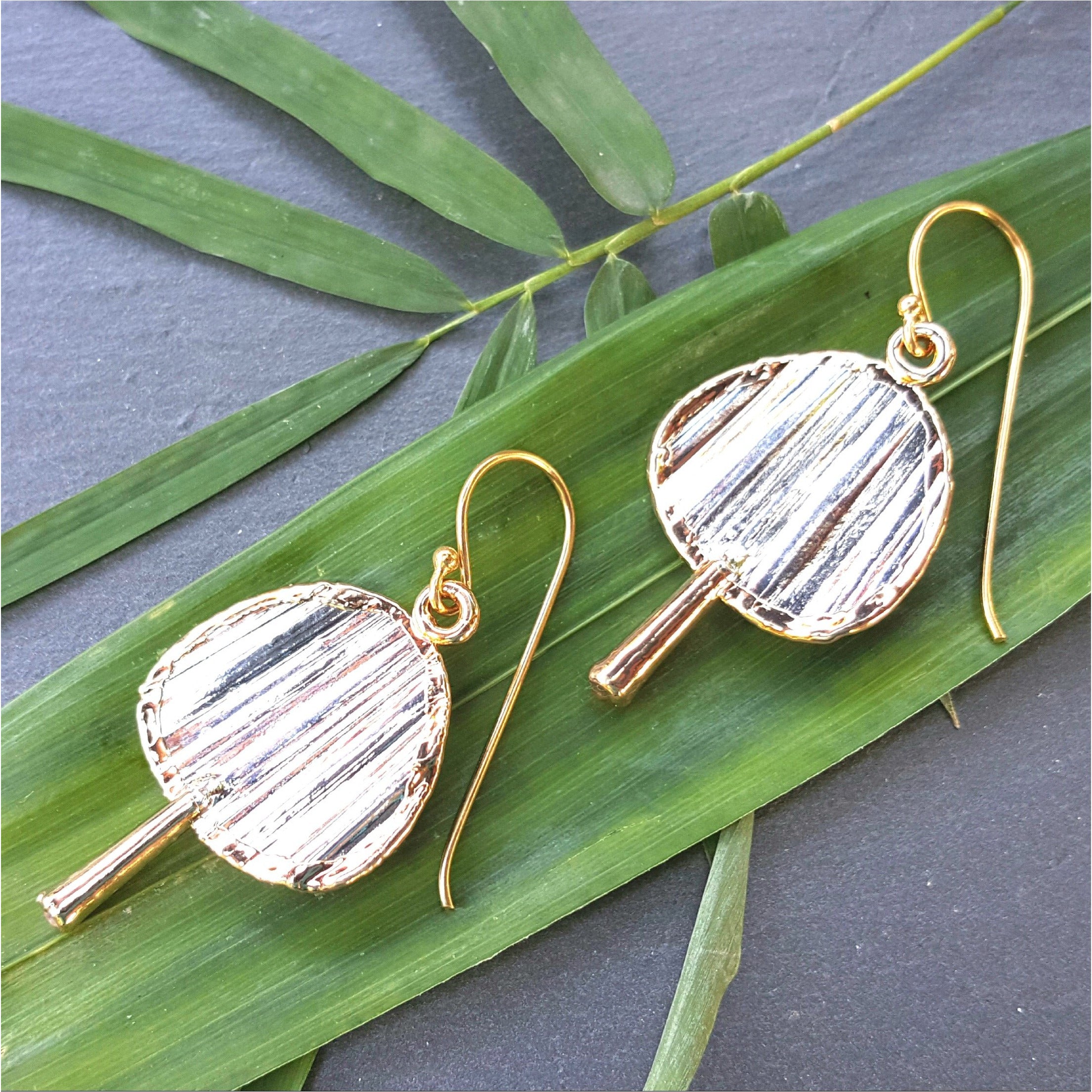 Les Petites Chinoiseries 24K Gold Plated Chinese Fan Earrings A